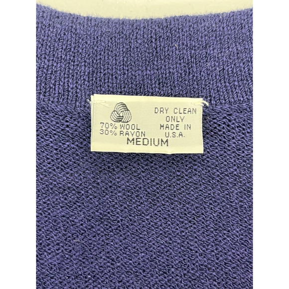 Vintage Wool Blend Cardigan Sweater Blazer Women M Gold Buttons Old Money Preppy - Picture 11 of 12